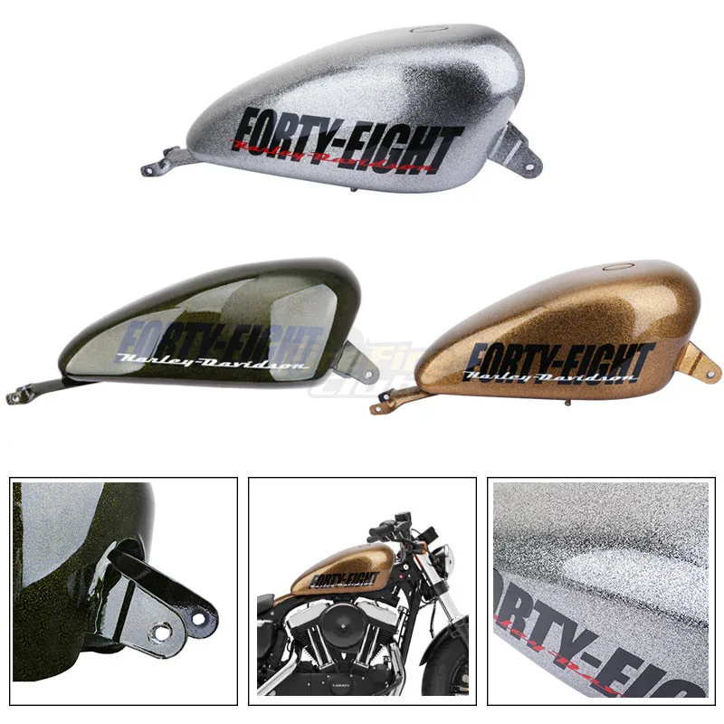 

Gray Golden Motorcycle Gal Fuel Tank For Harley Sportster Iron XL 48 883 1200 Forty-eight Moto Accessories Oil Gas Tanks