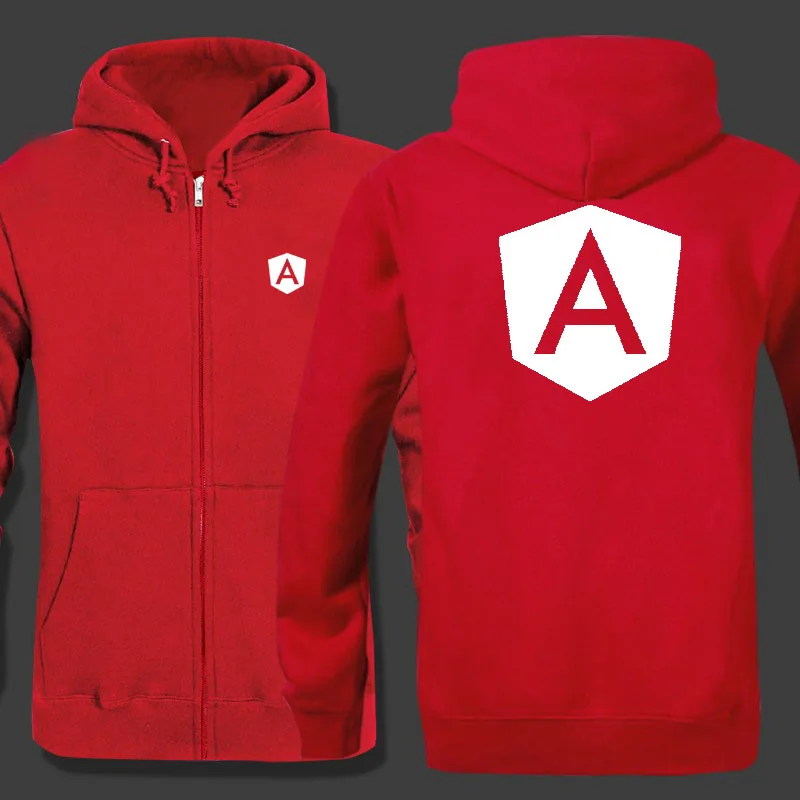 

AngularJS logo zipper Hooded Sweatshirt Winter Sweatshirts Zipper Jacket Cotton Coat Fashion Hoodie