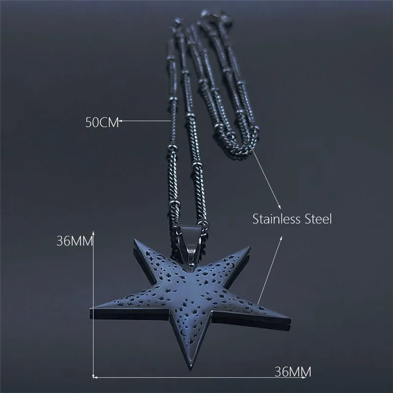 

2021 Fashion Satan Inverted Pentagram Stainless Steel Necklaces for Women Black Color Charm Necklaces Jewelry bijoux femme N4422