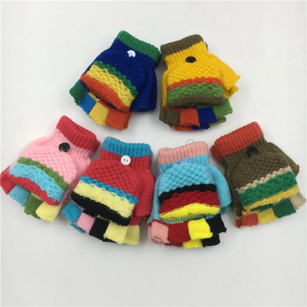 Милые плотные Лоскутные теплые зимние перчатки для маленьких девочек и