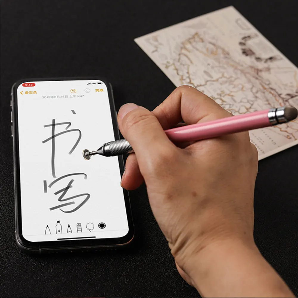 

2 In 1 Multifunction Fine Point Touch Screen Metal Capacitive Stylus Pen For iPhone iPad Smart Phone CellPhone Tablet PC