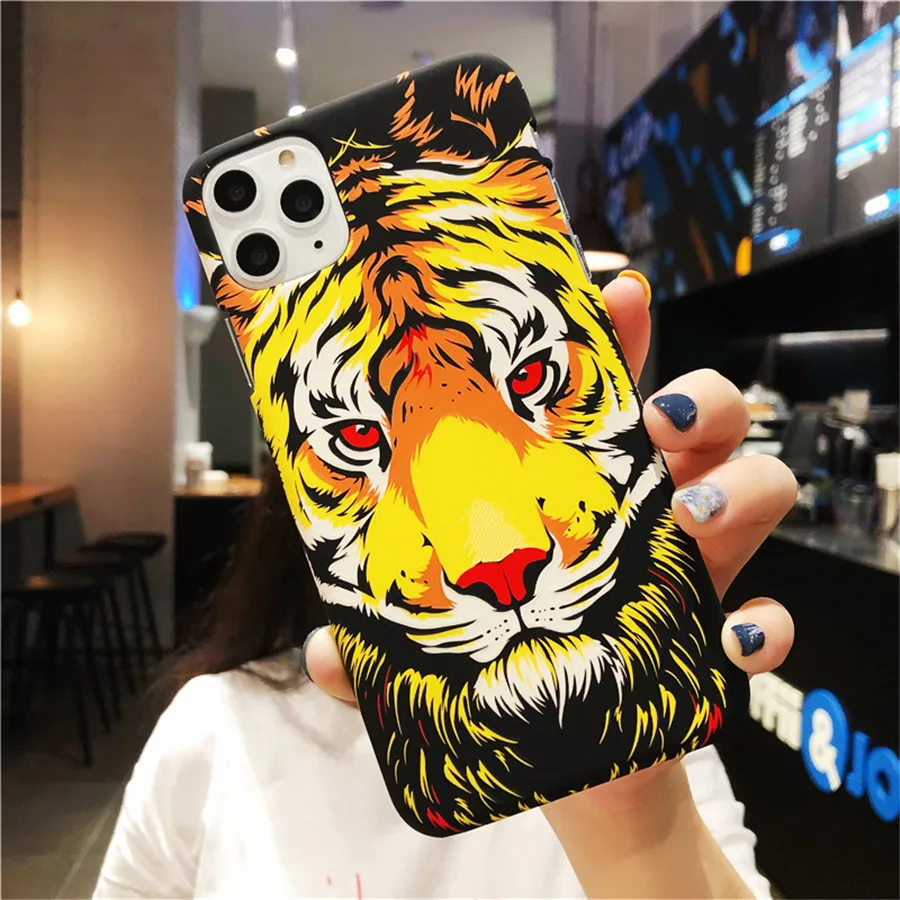 Yellow Tiger 2 Светящийся чехол с животными для iPhone 11 Pro Max XR XS Max 6 6S 7 8 Plus X Тигр Волк слон ночной светящийся силиконовый мягкий ТПУ чехол для телефона - Цвет: Yellow Tiger 2