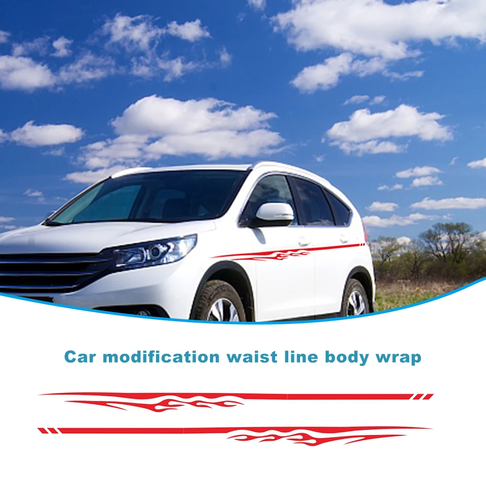 

2 pcs Vehicle Body Modification Waistline Sticker Car Body Racing Side Door Long Stripe Stickers Auto Vinyl Decal Stickers