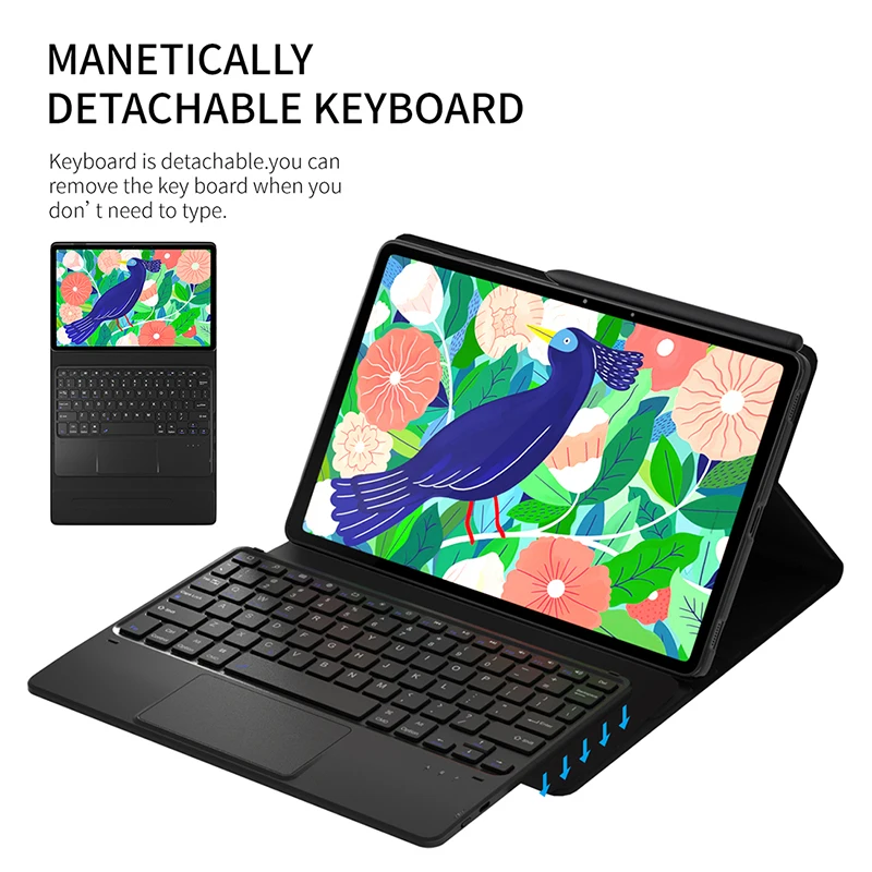 

Keyboard Case Samsung Galaxy Tab S7+ 12.4" Tablet Cover with Bluetooth Keyboard Stylus Pen Tab S7 11''/Tab S6 lite Funda shell