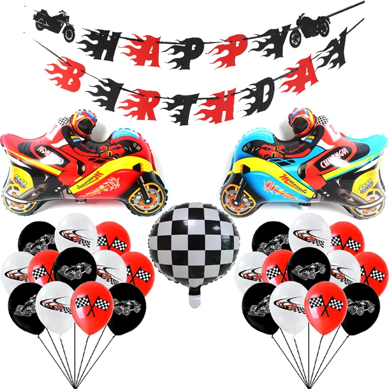Латексные воздушные шары в черно-белую клетку гоночная машина флаг для мотогонок