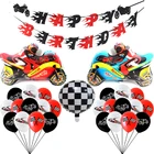 Латексные воздушные шары в черно-белую клетку, гоночная машина, флаг для мотогонок, украшение для дня рождения, для мальчиков и девочек