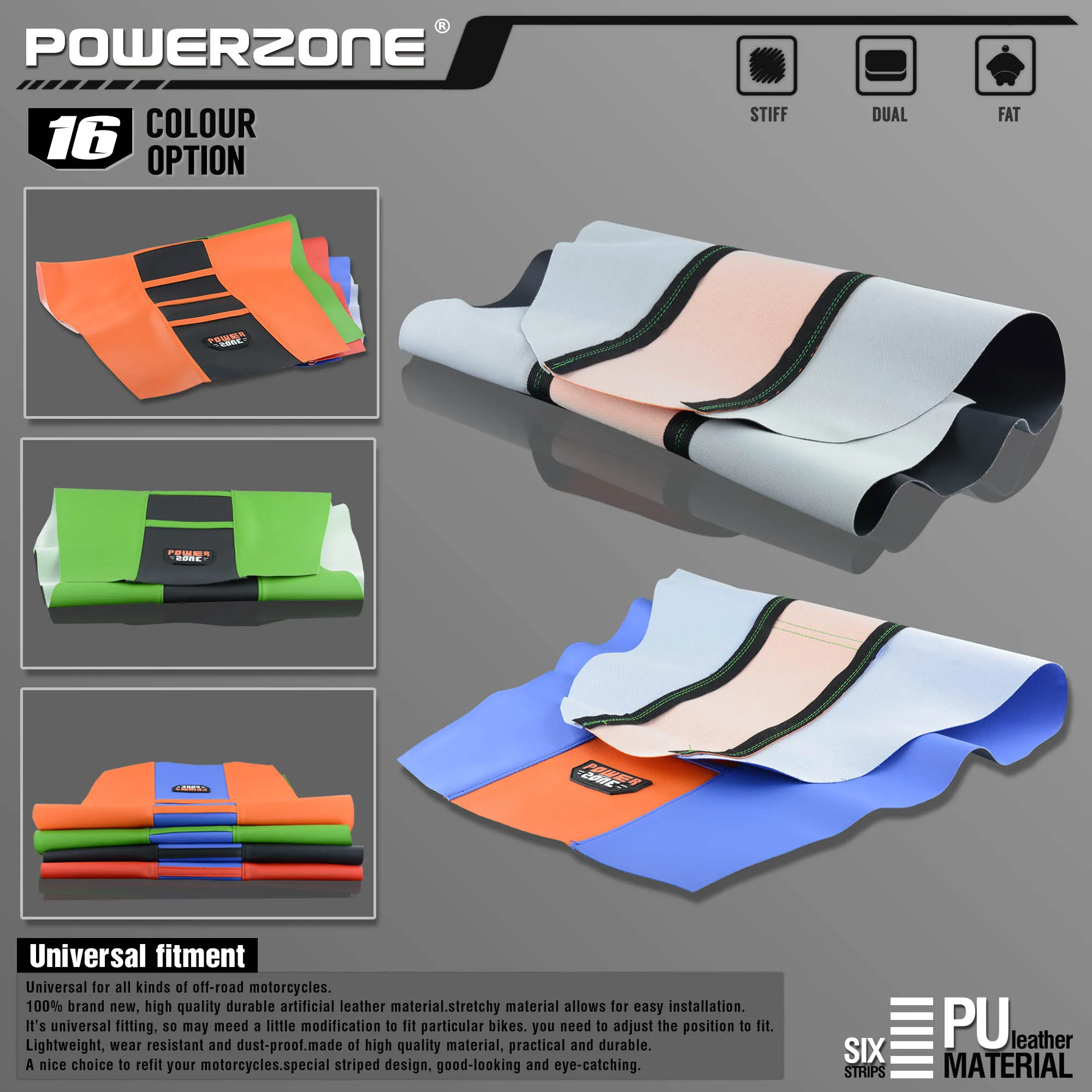 Powerzone Pro Ribbed Rubber Artificial leather Gripper Soft Seat Cover For HONDA YAMAHA SUZUKI KAWASAKI KTM Husqvarn Dirt Bike |