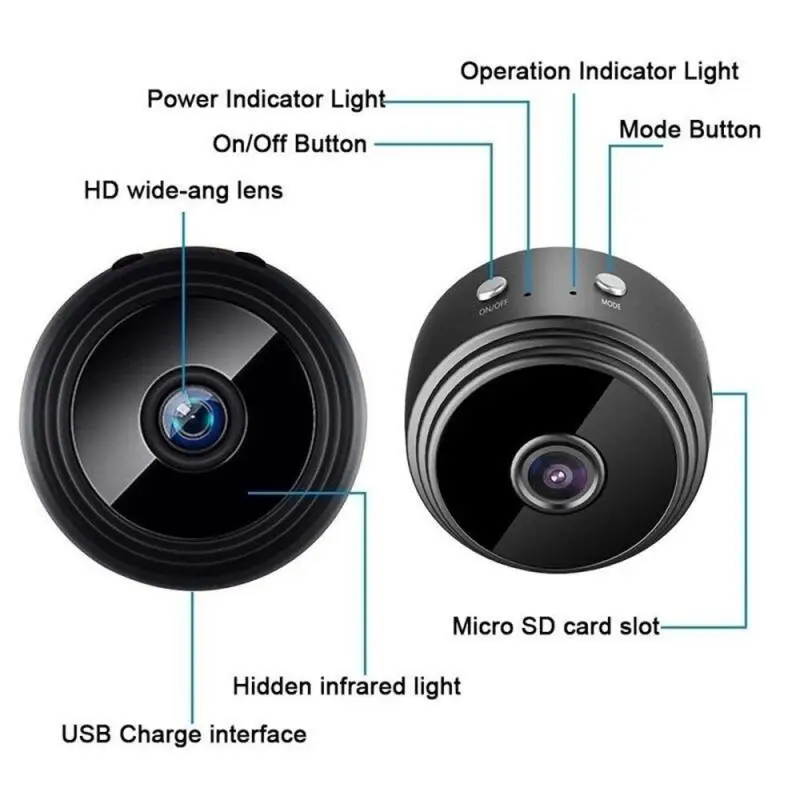 Mini Aluminium Alloy Wireless Camera 2.4GHz WiFi 1080P Night Vision Remote Motion Detection With Bracket | Электроника