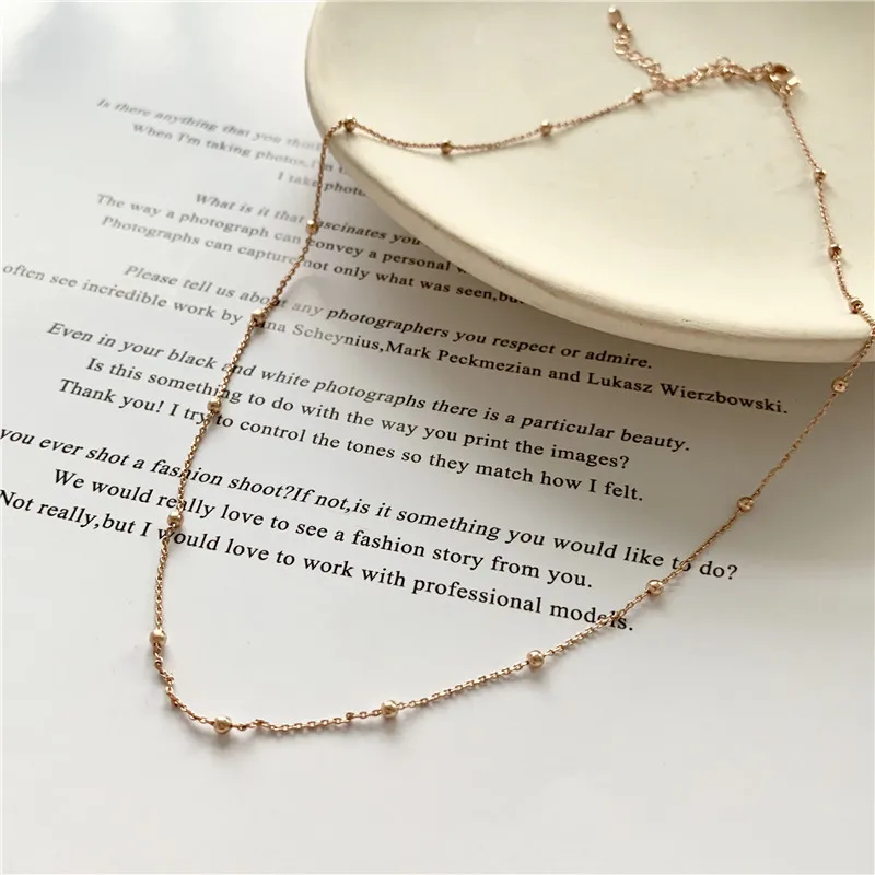 Корейское простое одноцветное металлическое ожерелье из бисера короткое чокер