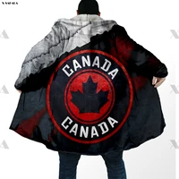 canada grung flag coat of arms 3d printed hoodie long duffle topcoat hooded blanket cloak thick jacket cotton pullovers overcoat