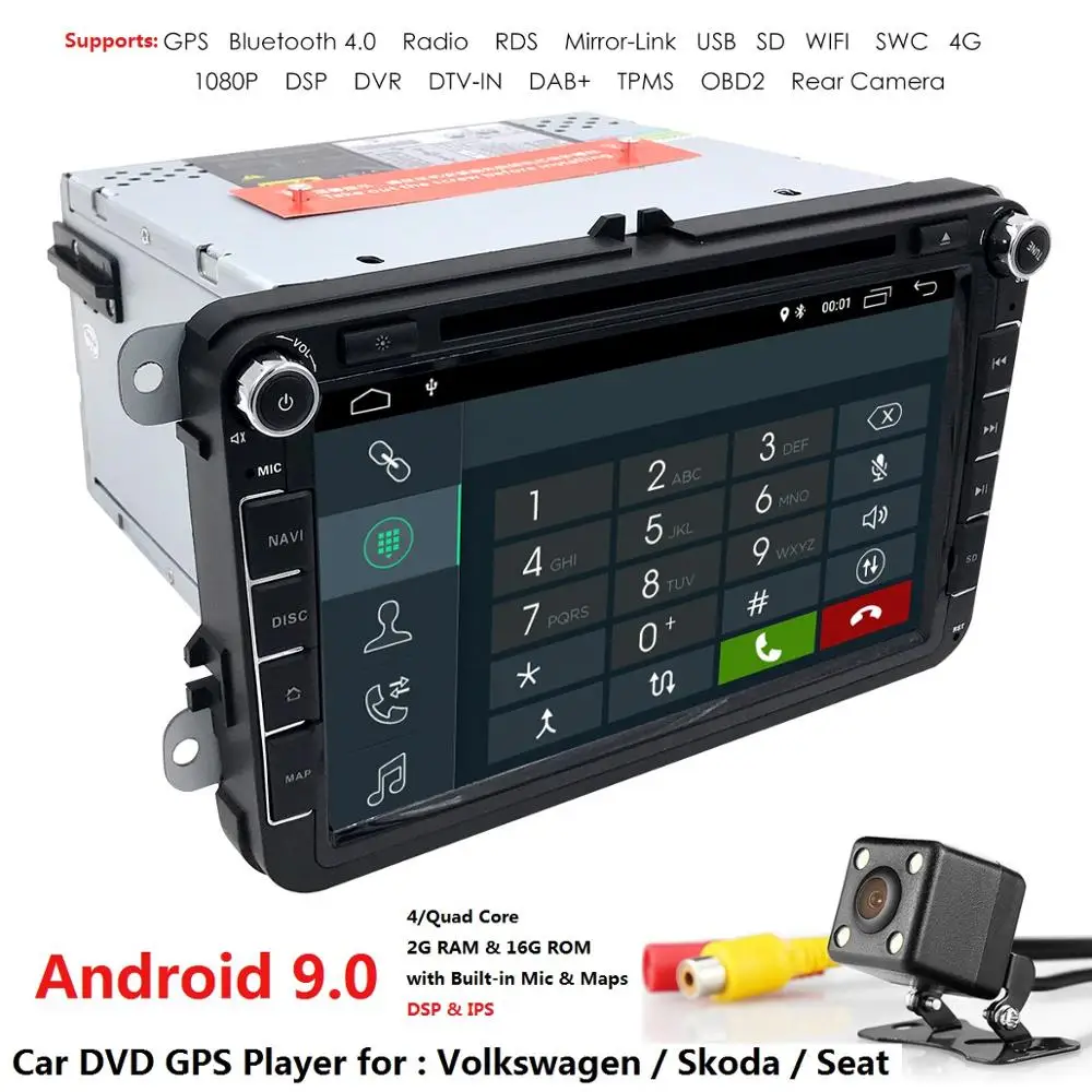 Авторадио Android 9 0 2 Din Автомобильный dvd-плеер мультимедиа для V W Passat B6 ccT5 Skoda Octavia Rapid