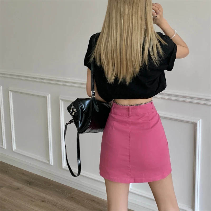 

Denim Skirt Temperament Black Split Denim Skirt Female Summer New Skirt Korean Style High Waist Skirt