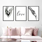 Черно-белый простой ручной работы любовник Холст Картина любовь пара любовь-обещание постеры настенные картины для гостиной домашний декор