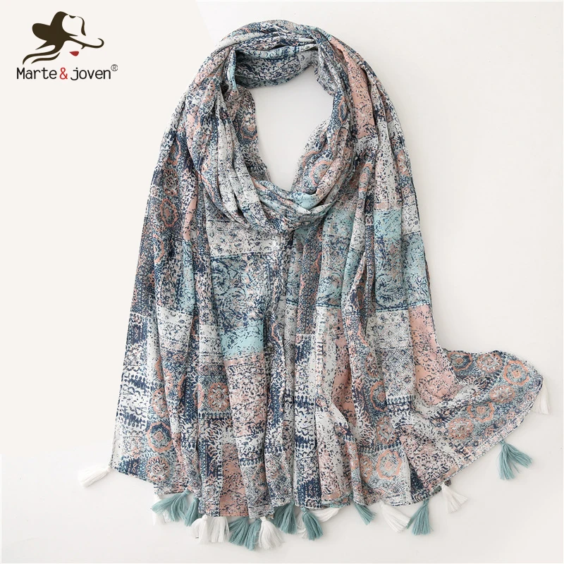 Женский шарф с принтом Marte &amp молодёжи разноцветный мягкий в стиле ретро Весенняя