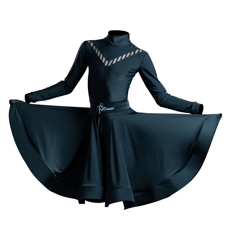 

2020 New Girls Latin Dance Dress Long Sleeve Practice Dress Chacha Samba Tango Ballroom Dancing Clothes Latin Performance Wear