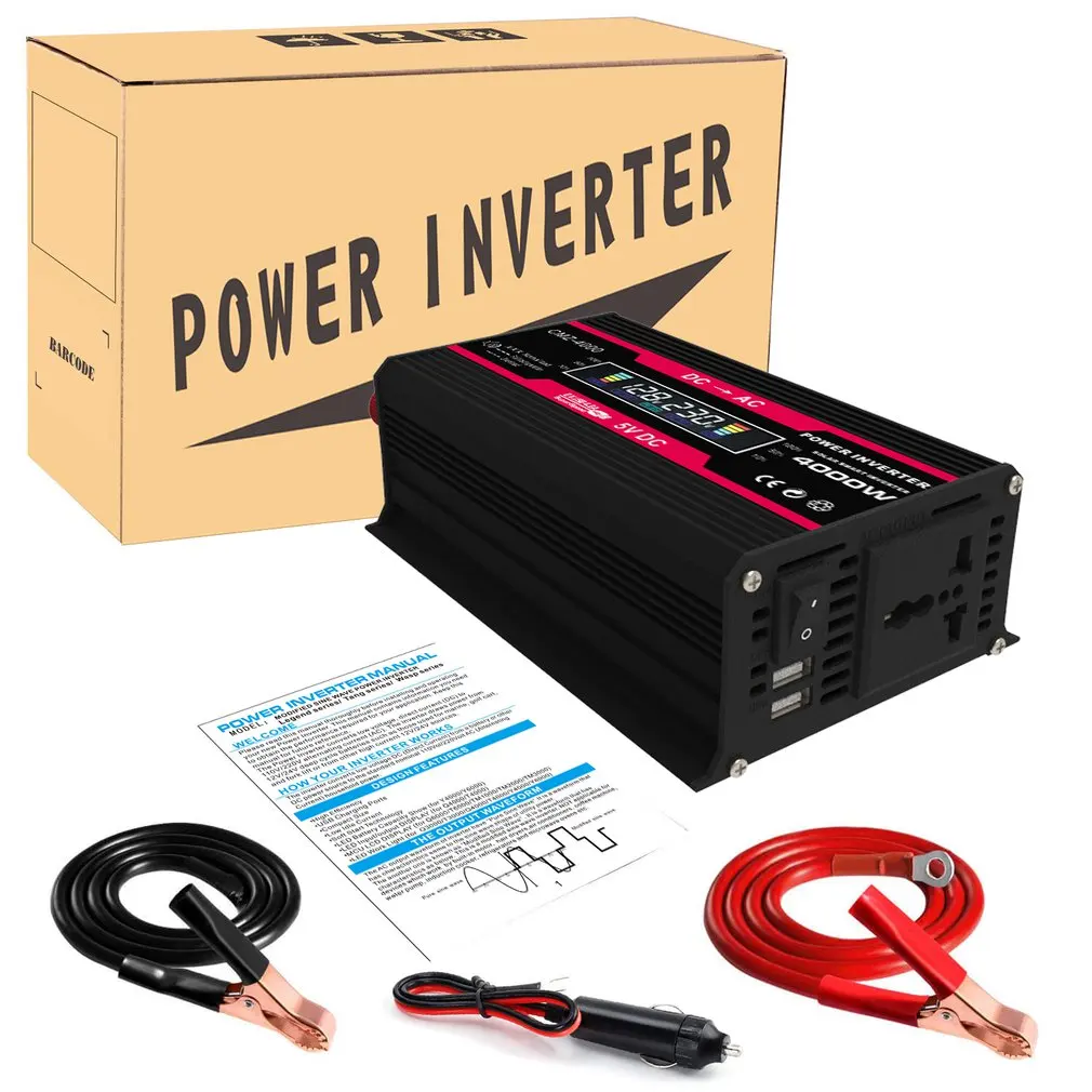 

Inverter 300w Converter DC 12V To AC Intelligent Color Display Dual Usb 4.2A Quick Charge Automobile Parts