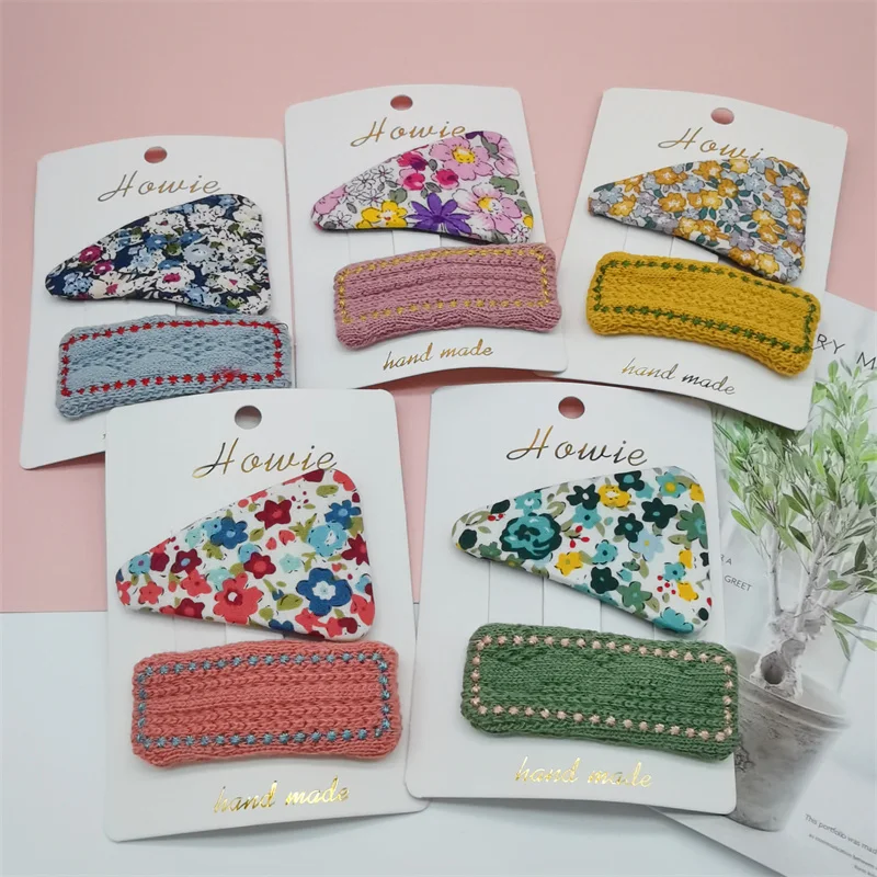

2PCS Korea Sweet Girl Beautiful Colorful Fabric Embroider Flower Hairpin Headwear Fashion Cute Children BB Clip Hair Accessories