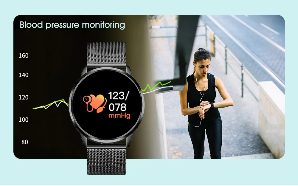Розовые Смарт-часы Q8 Plus, OLED цветной экран, умные часы для женщин, модный фитнес-трекер, монитор сердечного ритма, браслет для ios andriod