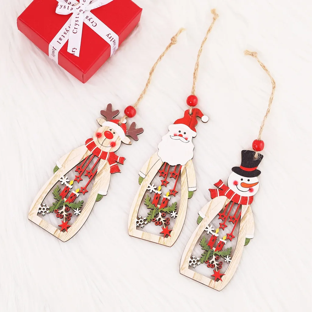 Рождественские украшения для дома деревянная подвеска креативный Санта Клаус
