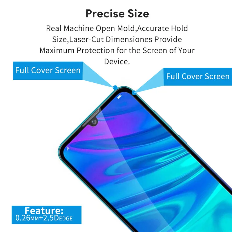 Взрывобезопасное закаленное стекло для Huawei Y6 2019 Y7 Prime Pro полная стеклянная