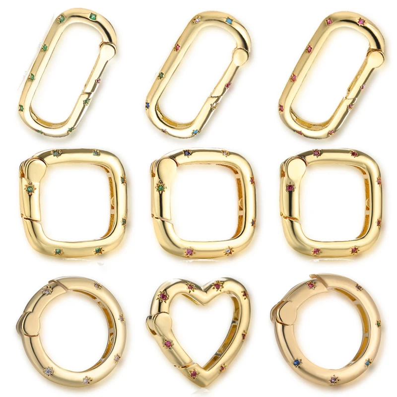 

New Arrive Heart Shape DIY Clasp Mix Color Zircon Necklace Supplies Making Handmade Bracelet Copper Jewelry Components Fastener