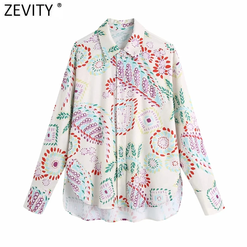 

Women Vintage Color Match Print Single Breasted Casual Linen Shirt Blouse Office Lady Long Sleeve Roupas Chic Blusas Tops LS9236