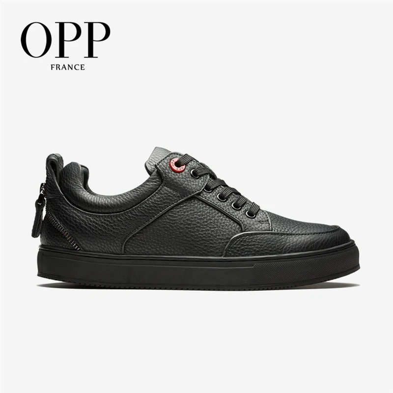 OPP Men's Shoes Loafers For Men Cow Leather Flats Casual Back Zip footwear for Lace up | Обувь