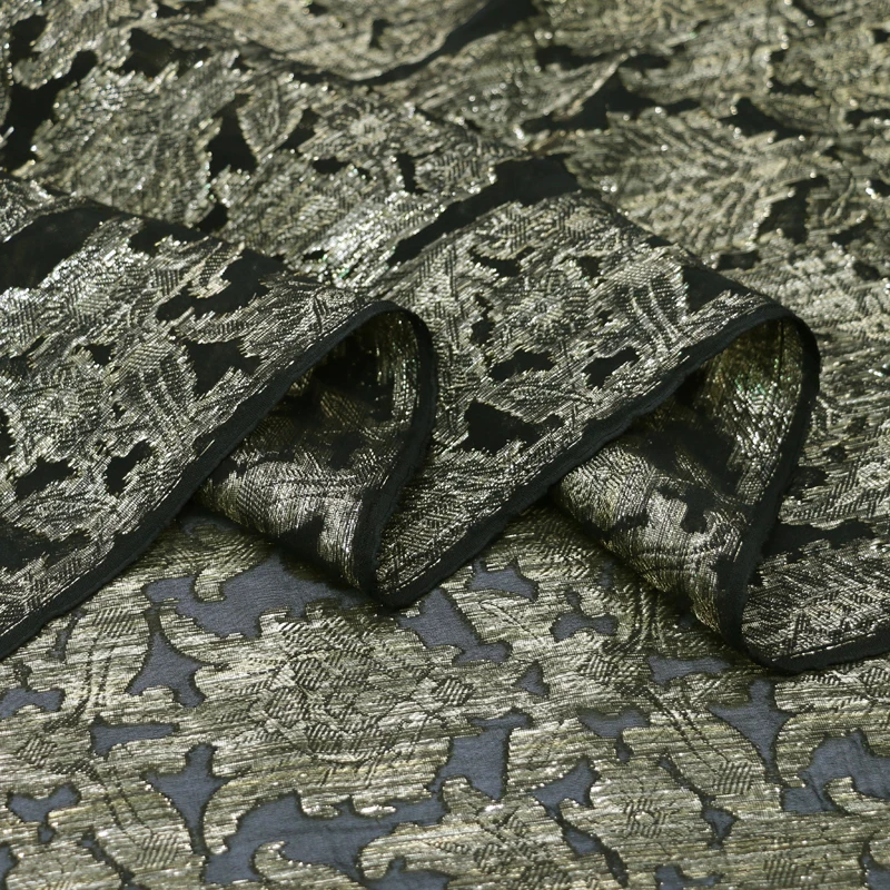 100 см * 114 черный золотой парча тканевый цветок из шелка шелк шифон ткань для