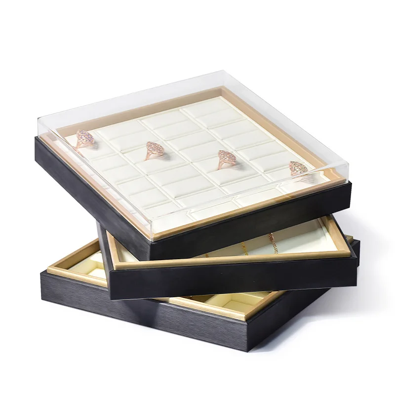 Acrylic cover jewelry display tray with cover dustproof ring earrings necklace tray jewelry storage box jewelry packaging