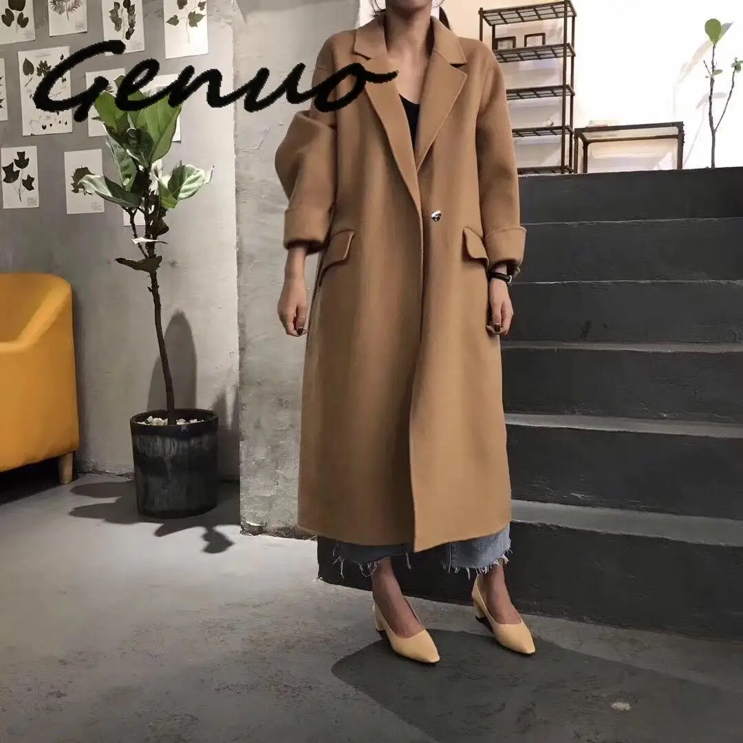 Новинка 2019 весеннее модное Свободное пальто повседневное однотонное длинное