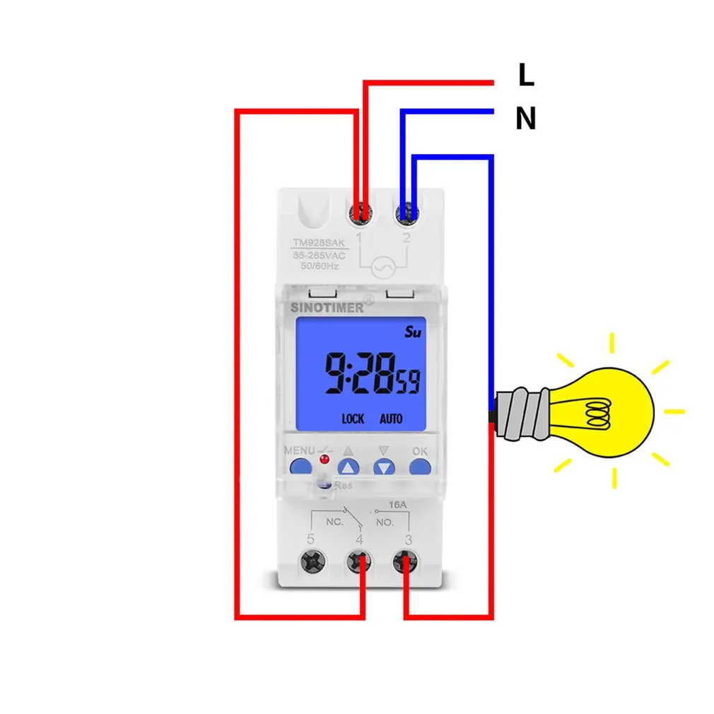 Rail Timer Backlight Large Screen Display 85-265V 16 Times 1 Second Min Interval 7 Days Programmable |