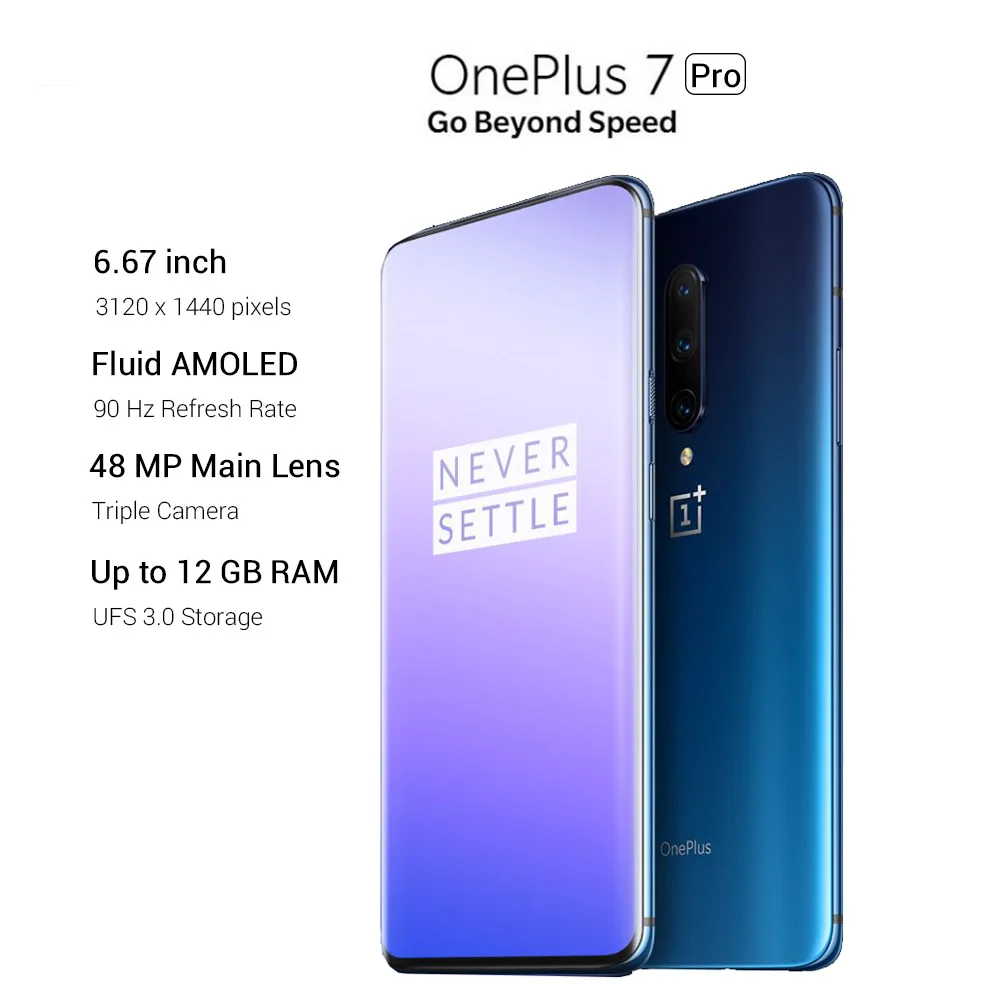 Новая глобальная прошивка Oneplus 7 Pro 8 Гб 256 мобильный телефон 6,6" 90 ГГц 2K Snapdragon 855 48MP Камера 4000 мА/ч, 30 Вт, отпечаток пальца, NFC для телефона