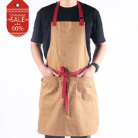 new fashion canvas aprons for woman men chef work kitchen apron for restaurant bar shop cafes beauty nails studios uniform