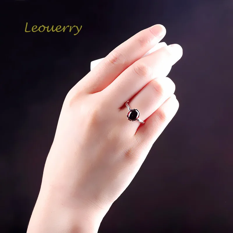 Leouerry 925 пробы серебро зеленый халцедон Открытое кольцо ручной работы Кольца с