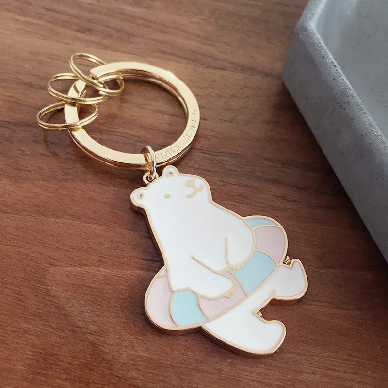 

New Fashion Cute Cartoon Keychain Animal Penguin Polar Bear Key Chain Delicacy Bag Pendant KeyringFor Women Girls Gift