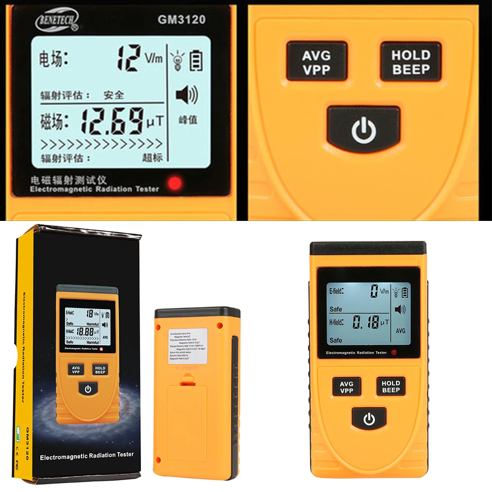 Детектор электромагнитного поля излучения Тестер Emf измеритель перезаряжаемый