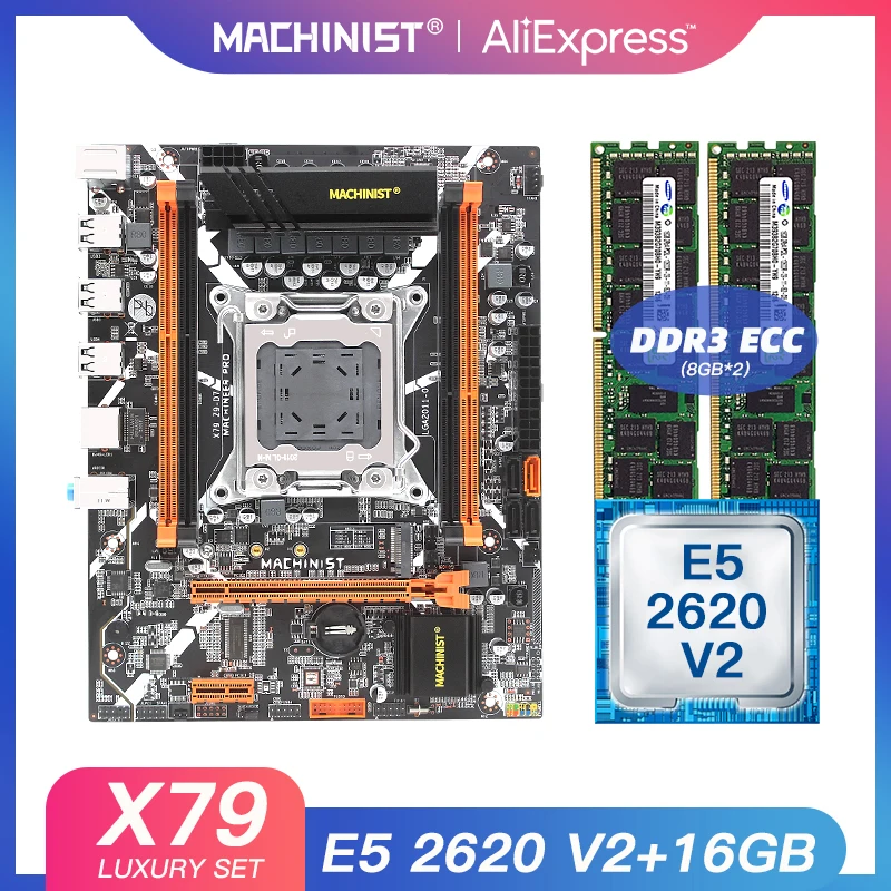 Verkaufen X79 Desktop Motherboard LGA 2011 Set Kit Mit Intel Xeon E5 2620 V2 Prozessor Und 16G(2*8)DDR3 ECC RAM Mainboard X79 Z9-D7