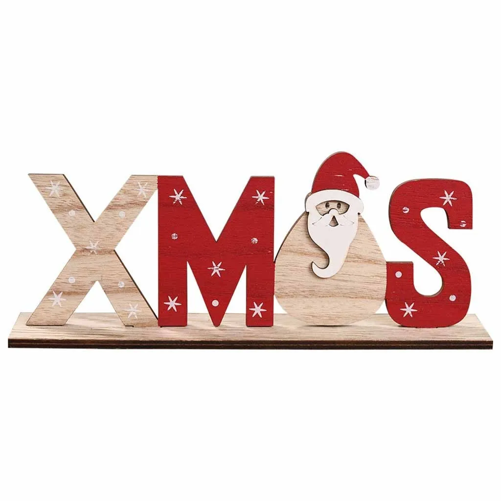 New Year Christmas Tabletop Ornament Wooden Elk Santa Claus Snowman Xmas Tree Table Decor DIY Crafts Home Supplies #30 | Дом и сад