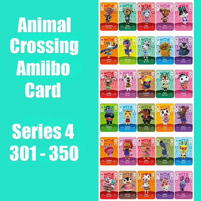 Серия 4 (301 до 350) карточка для скрещивания животных Amiibo карты работы с