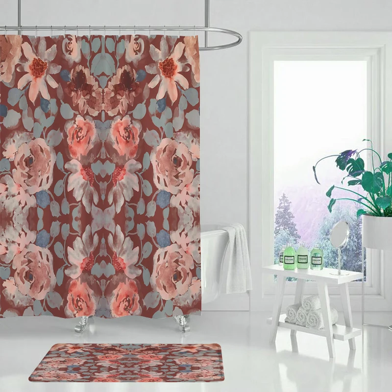 Занавеска для душа из полиэстера Happy tree плотная тканевая занавеска с пионами и