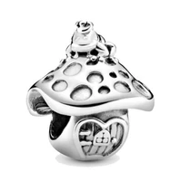 genuine 925 sterling silver bead charm mushroom frog dangle charm fit pan bracelets necklace women diy jewelry