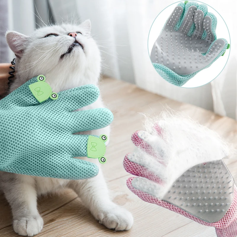 

Grooming Glove For Cats Deshedding Pet Silicone Brush Cleaning Back Massage Bathing Removal Fur Hair Animal Supplies