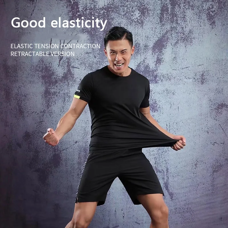 Мужские футболки для бега быстросохнущая компрессионная Спортивная одежда спортзала фитнеса спортивные