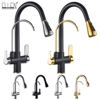deck mounted black kitchen faucets pull out hot cold water filter tap for kitchen three ways sink mixer kitchen faucet elk9139