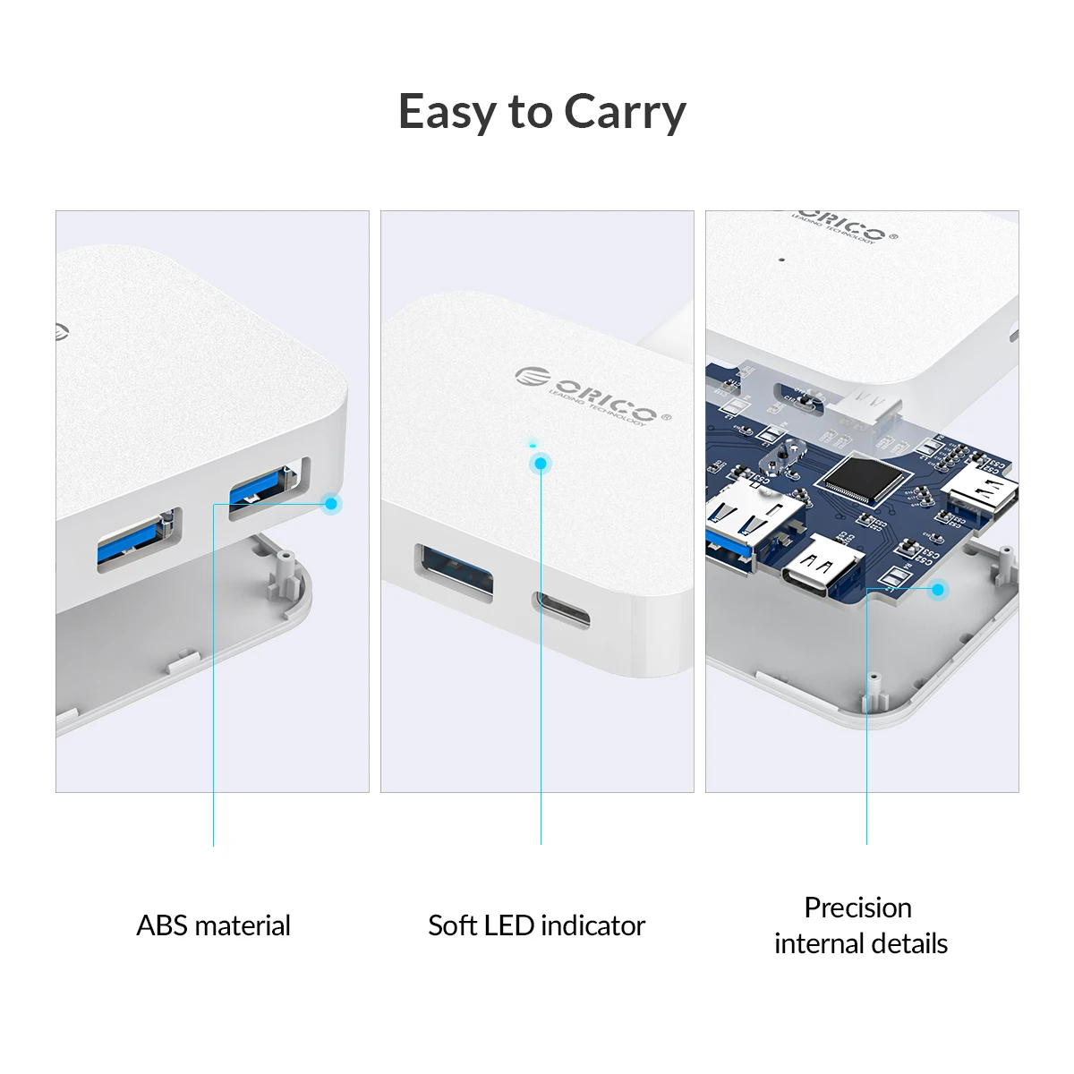 ORICO Type C 4 порта USB3.0 мини концентратор Поддержка OTG функция 5 Гбит/с Суперскоростной