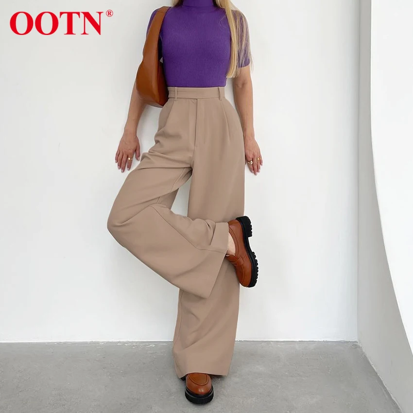 Фото Женские офисные брюки с высокой талией OOTN Осенние Мешковатые стильные на молнии
