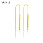 YUNLI настоящим 18К золото серьги в виде капель с простой хвост Феникса Дизайн Чистый AU750 кисточкой серьги для женщин, хорошее ювелирное изделие, свадебные подарки