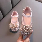 2021; Новое поступление; Детская одежда; Свадебные туфли жемчужного цвета Стразы блестящие детские туфли в стиле Принцесса для маленьких девочек; Обувь для вечерние и свадебные D487