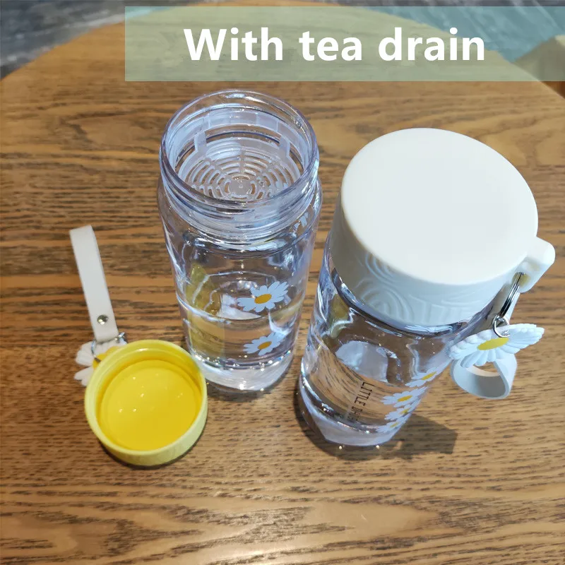 Маленькие пластиковые бутылки для воды с маргаритками без БФА креативная