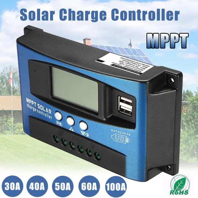 30A Mppt Контроллер заряда для фотоэлектрических систем Dual Usb ЖК Дисплей 12V 24V авто